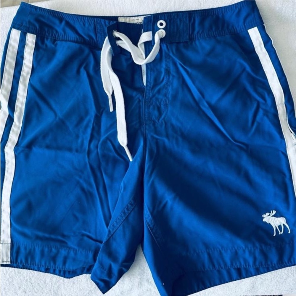 Preowned Abercrombie & Fitch Royal Blue Swim Trunks with White Accents Sz Large